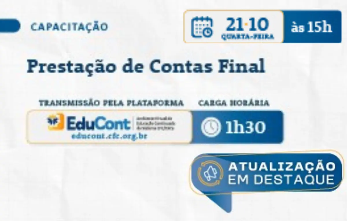 Prestação de contas final é tema de live do CFC