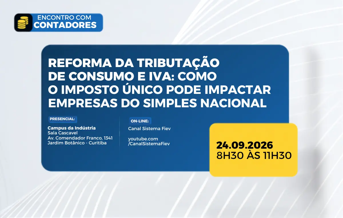 CRCPR é apoiador de mais um Encontro com Contadores, promovido por Fecopar e Sistema FIEP, dia 24, com inscrição gratuita