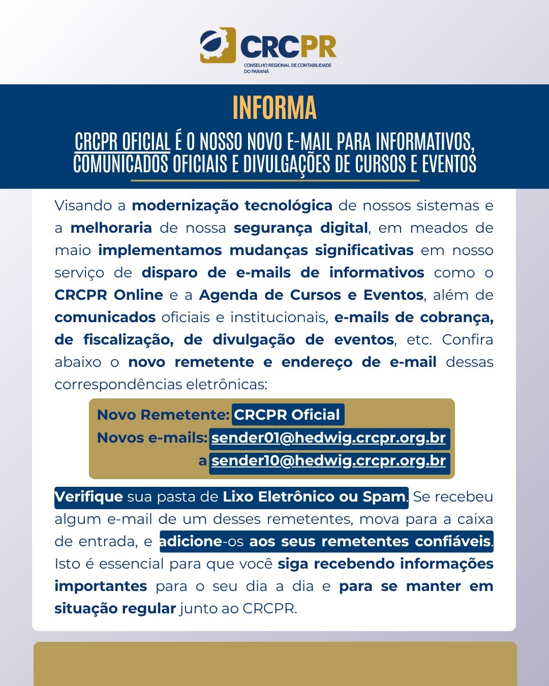Rodapé do Boletim Online do CRCPR - Curitiba, 23 de Julho de 2026.